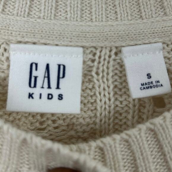 Gap Kids Long Sleeve Knit Cardigan Sweater Cream Preppy Girls Size Small 6-7 - Picture 2 of 5